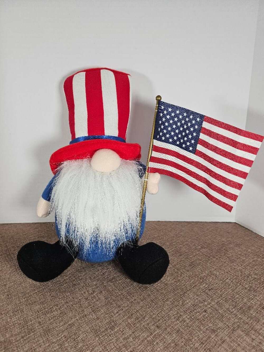 Red White And Blue 12 Inch Patriotic Plush Setting Gnome Tabletop Decor
